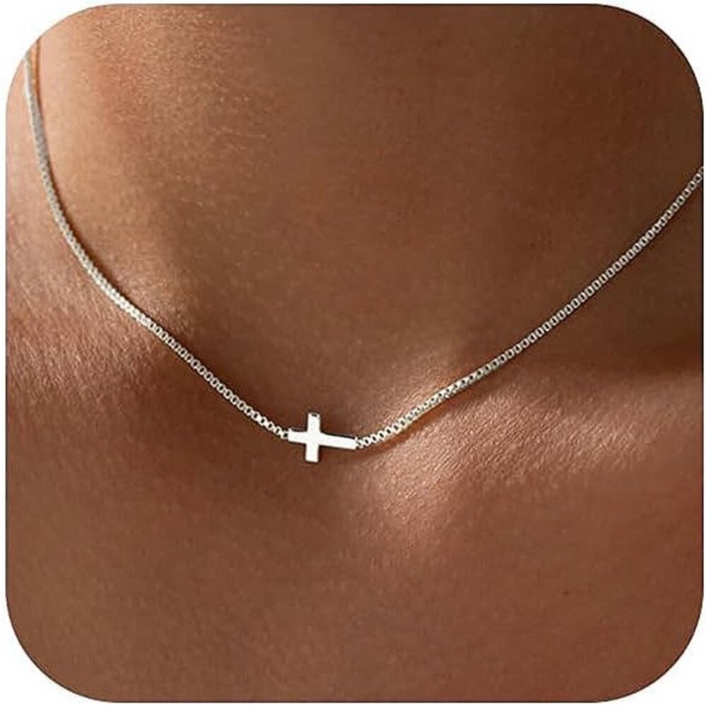 Cross Necklace for Women 14K Real Gold Silver Plated Dainty Small Cross Pendant
